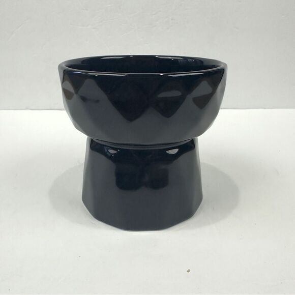 Ceramic raised pet food bowl black dog or cat - Picture 2 of 7